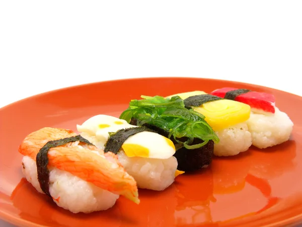 Coleção de peças de sushi isolado no fundo branco — Fotografia de Stock
