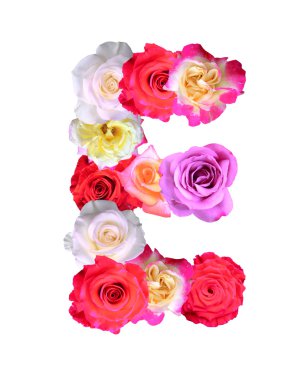 Gül alfabe üzerinde beyaz adam izole