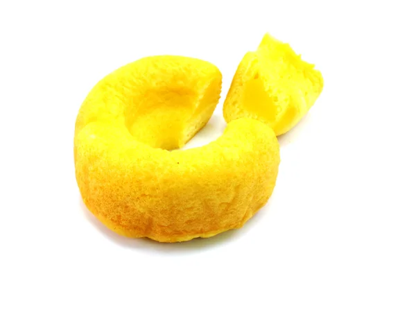 Vanilla custard donut cake on white background — Stock Photo, Image