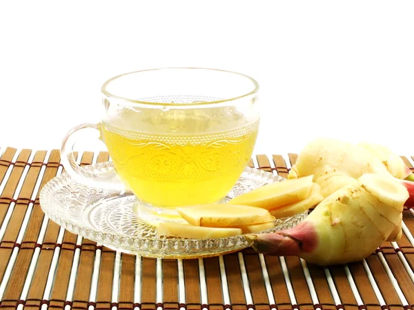 Ginger tea in transparent cup selective focus — Stock Photo, Image