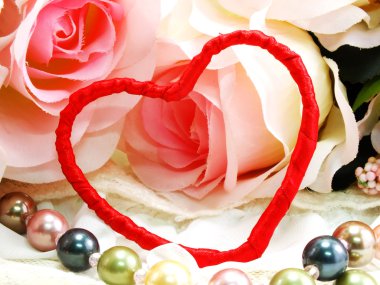 Sevgililer günü kalp ve gül çiçek arka plan kavramı ile