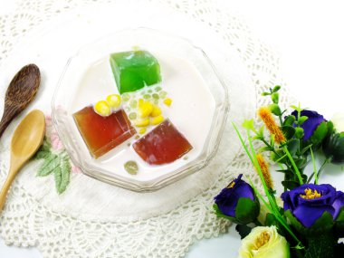 Jöle ve meyve taze süt tofu