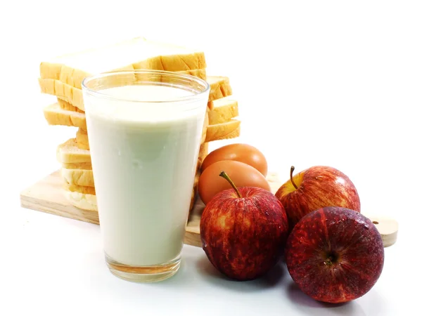 Frukost set insamling på vit bakgrund — Stockfoto