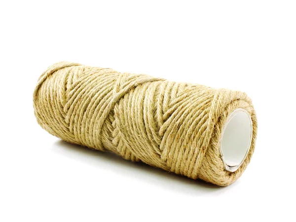 Corda de cânhamo no fundo branco — Fotografia de Stock