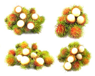 Beyaz arkaplanda taze rambutan