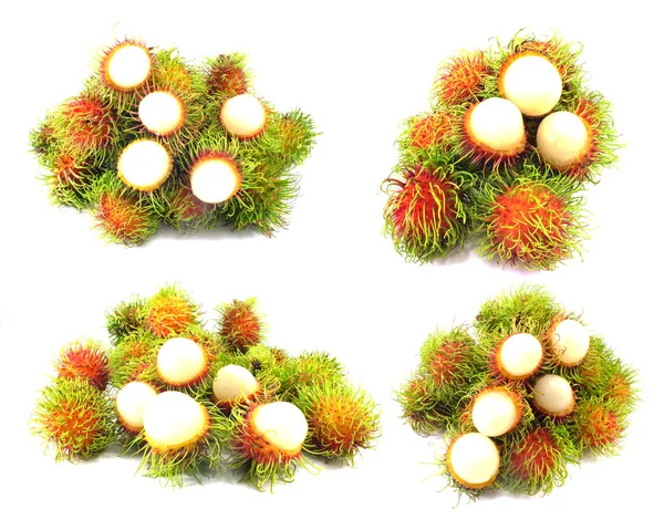 Rambutan fresco sobre fundo branco — Fotografia de Stock