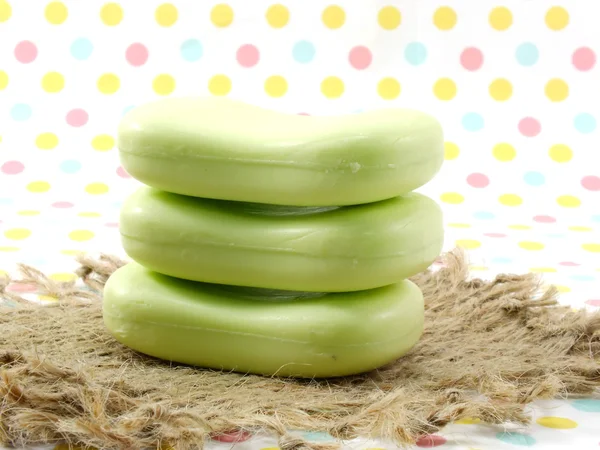 Stacked of natural herbal soaps — Stock Photo, Image