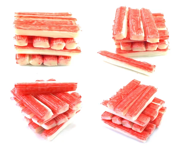 Crab sticks grupp på vit bakgrund — Stockfoto