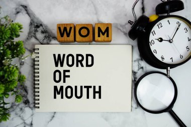 Çalar saat ve mermer zemin üzerinde büyüteç içeren Çene Kelimesi metni