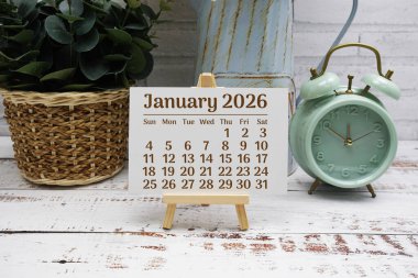 January 2026 annual monthly desk calendar for planning and management