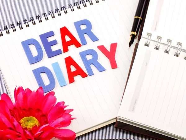 Dear diary word on white paper notebook concept background — Stock Photo, Image