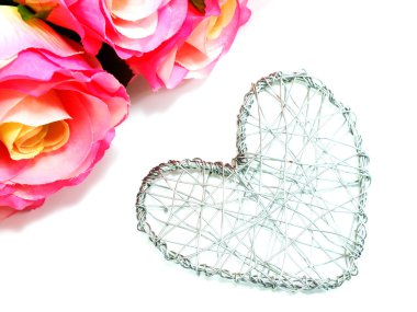 kalp arka plan Sevgililer günü ve güzel yapay pembe Gül çiçek