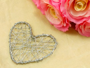 kalp arka plan Sevgililer günü ve güzel yapay pembe Gül çiçek