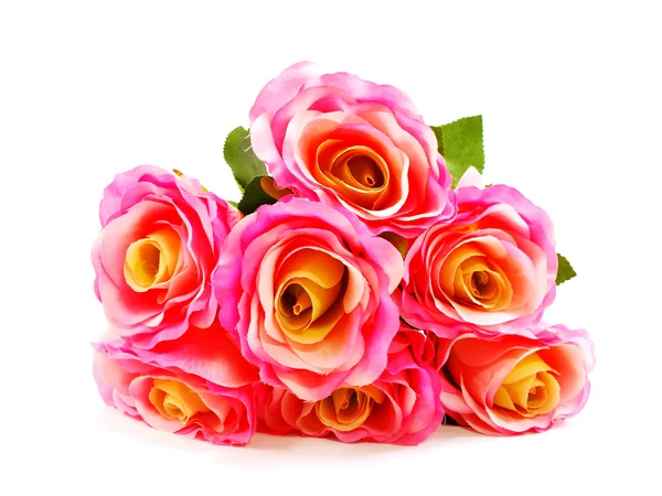 Dekoration künstliche rosa Rosen Blume isoliert auf weißem Hintergrund — Stockfoto