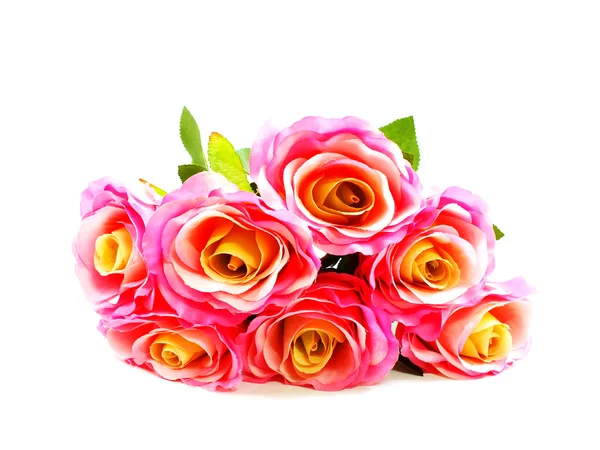 Hermoso ramo de flores de plástico colorido brillante aislado en whit fondo — Foto de Stock