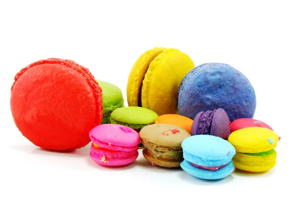 Savoureux macaron coloré une délicatesse douce française savoureux macaron coloré variété gros plan — Photo