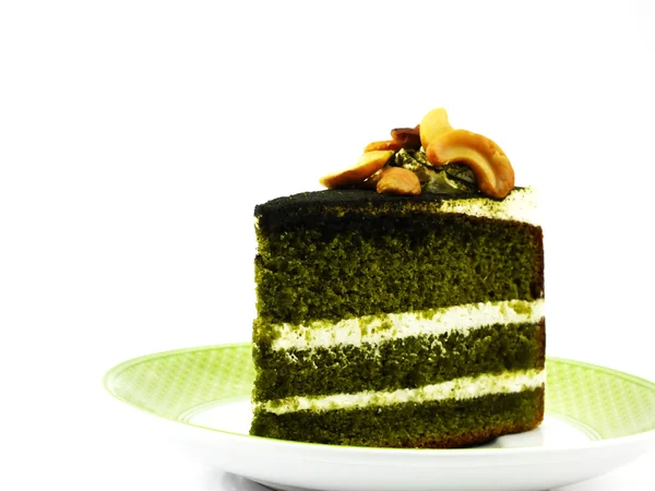 Japonés matcha verde té pastel y crema —  Fotos de Stock