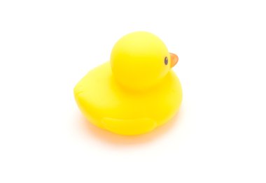 beyaz izole sarı lastik ördek