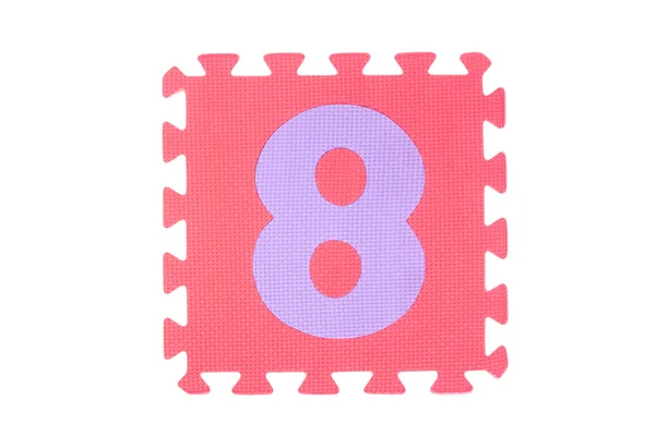 Caixa de quebra-cabeça com número no fundo branco — Fotografia de Stock
