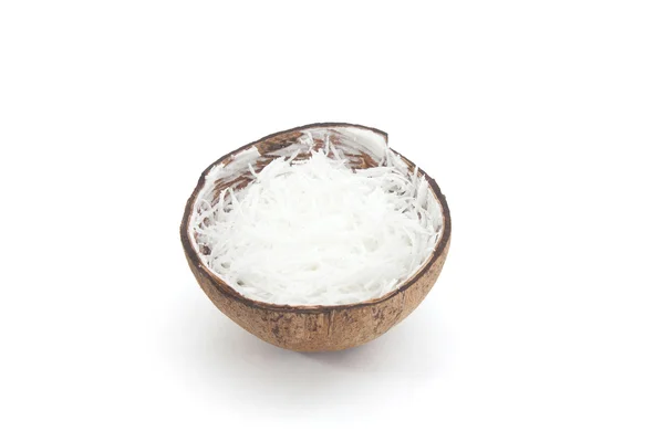 Strouhaný kokos izolovaných na bílém pozadí Stock Snímky