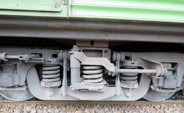 Endüstriyel Raylı araba tekerlekleri closeup fotoğraf