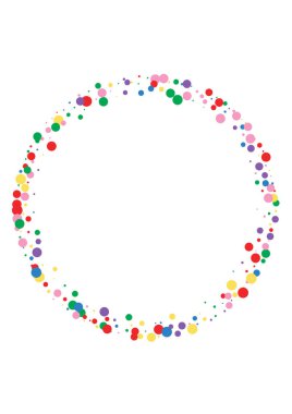 Kırmızı Çember Mutlu Doku. Rastgele Arkaplan. Sarı Görüş Noktası. Orange Side Konfeti Çizimi.