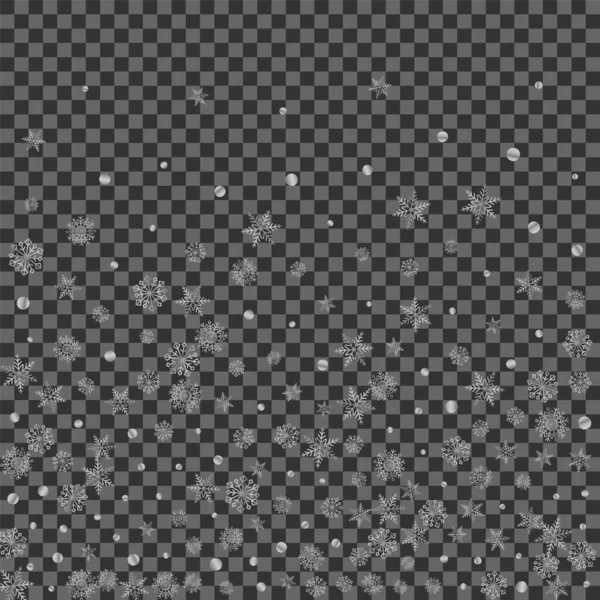 Gris Confetti Fondo Vector Transparente Ilustración Aislada Nieve Silver Flake — Archivo Imágenes Vectoriales