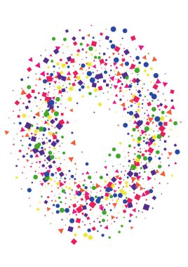 Pembe Mutlu Nokta Özgeçmişi. Hediye Meydanı İllüstrasyonu. Sarı Çember Dekorasyonu. Dağınık Konfeti Arkaplanı. Mavi Geometrik Yıldız.