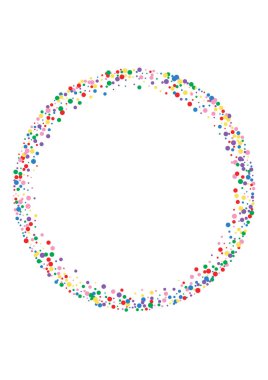 Mavi Dairesel Doku. Dot Meydanı Arkaplanı. Sarı Soyut Yuvarlak. Turuncu Yaratıcı Konfeti Çizimi.