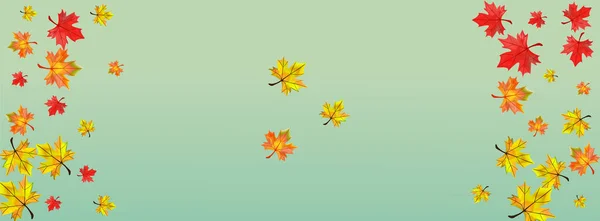Зеленый Вектор Красного Листа Цветочная Октябрьская Рамка Оранжевые Летающие Листья — стоковый вектор