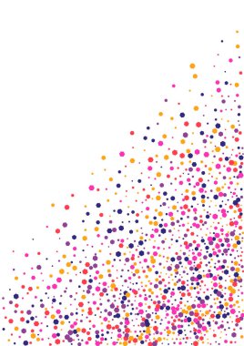 Red Splatter Konfeti İllüstrasyonu. Dot Toz Duvar Kağıdı. Pembe Çember Kutlaması. Yuvarlak Mor Karnaval dokusu. Renkli Arkaplan.