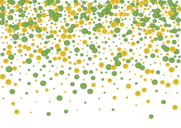 Sulu kireç arkaplan beyaz vektör. Citrus Yarı Dekorasyon. Parlak Grafik Meyvesi. Sarı Vitamin Seti.