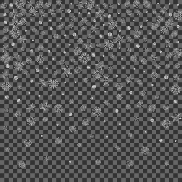 Серый Конфетти Фон Прозрачный Вектор Снежная Карта Светящаяся Точка Уинтри — стоковый вектор