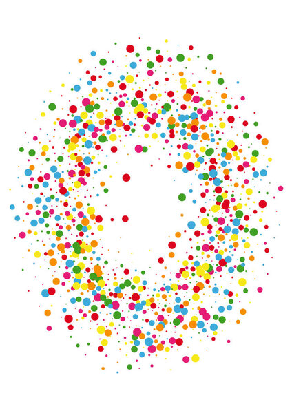 Orange Dot Square Background. Confetti Creative Illustration. Multicolored Streamer Round. Blue Vector Circle Texture.