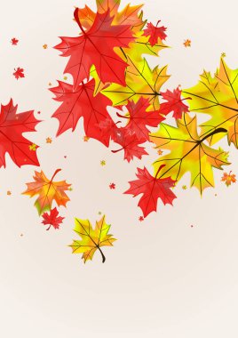 Renkli Yaprak Arkaplan Bej Vektörü. Çiçek Gerçekçi Kart. Ocher Sezon Bitkisi. Mevsimlik Yaprak Şablonu.