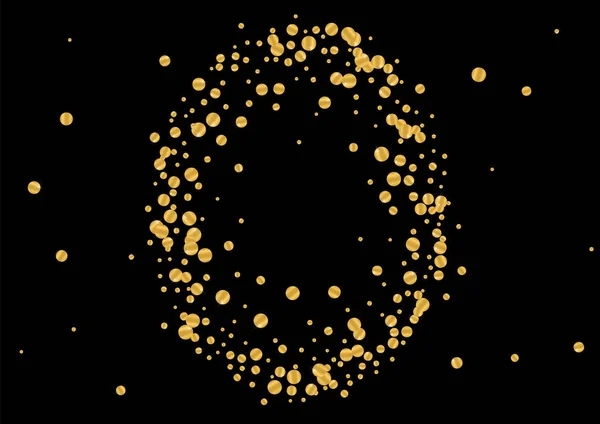 Altın Mutlu Parıltı Arkaplanı. Holiday Circle Deseni. Gradyan Dot Kutlama Dokuması. Işıltılı Konfeti Parçacıkları. Sarı Fantezi Çerçevesi.