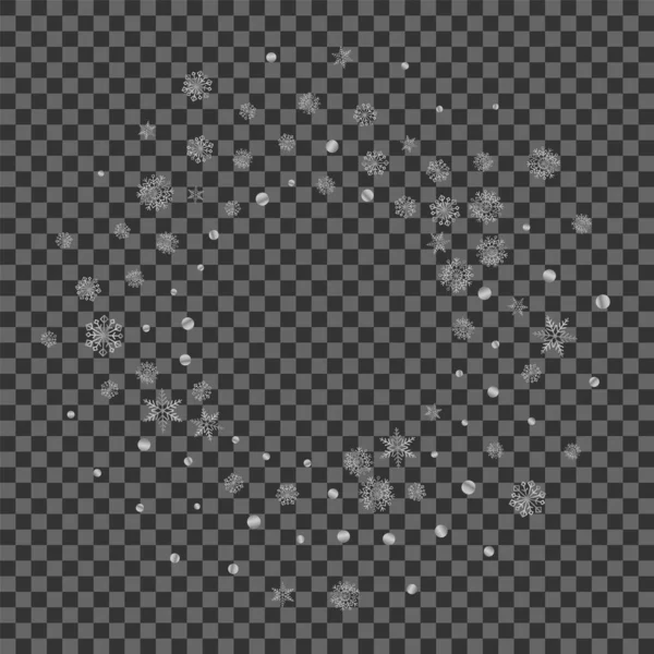 Silber Konfetti Hintergrund Transparenter Vektor Flake Random Illustration Leuchtende Schneeflocken — Stockvektor