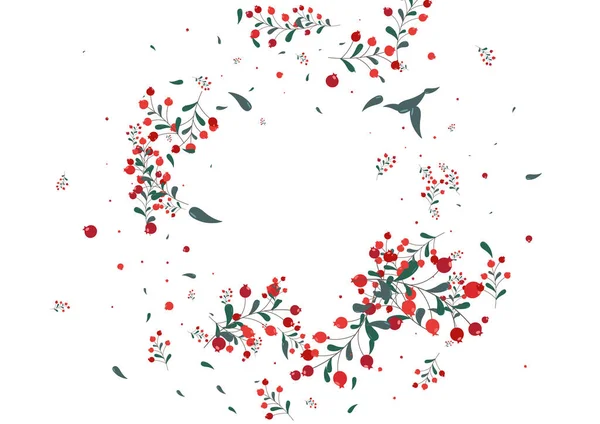 Kırmızı Herb Arkaplan Beyaz Vektör. Silhouette Illustration 'dan ayrılıyor. Pembe Rowan sezonu. Soyut doku. Meyveler Eylül.