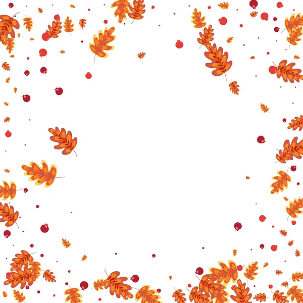 Orange Oak Hintergrund White Vector Blatt Realistisches Set Vorhanden Goldene — Stockvektor