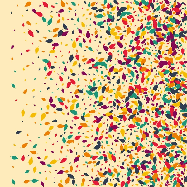 Parlak Yaprak Vektörü Bej Arkaplanı. Renkli Yapraklar Doğal Seti. Ekoloji Konfeti İllüstrasyonu. Sonbahar Yaprakları Arkaplanı.