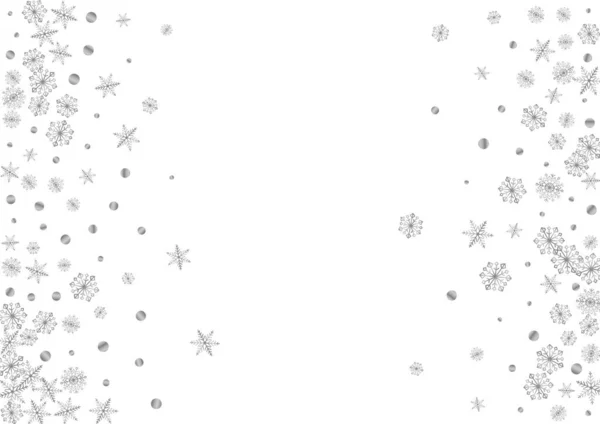 Leuchtender Flockenhintergrund White Vector Dot Decoration Card Vorhanden Graue Schneeflocke — Stockvektor