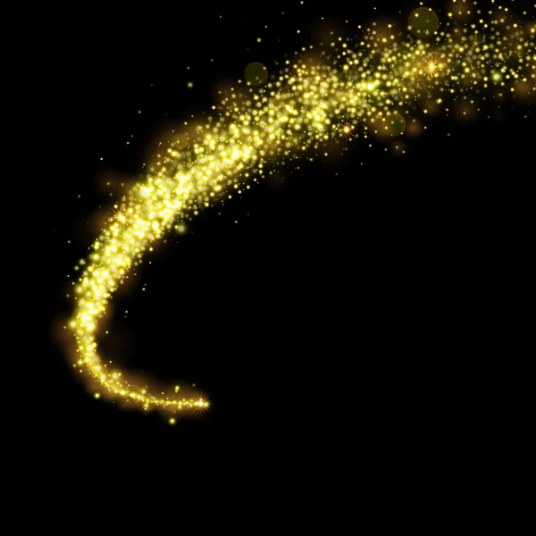 Altın pırılpırıl yıldızlar toz izi köpüklü parçacıklar — Stok Vektör
