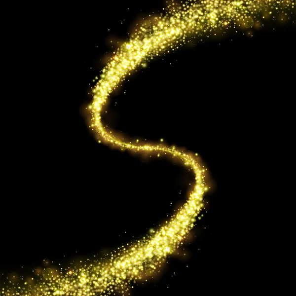 Oro estrellas brillantes polvo rastro partículas chispeantes — Vector de stock