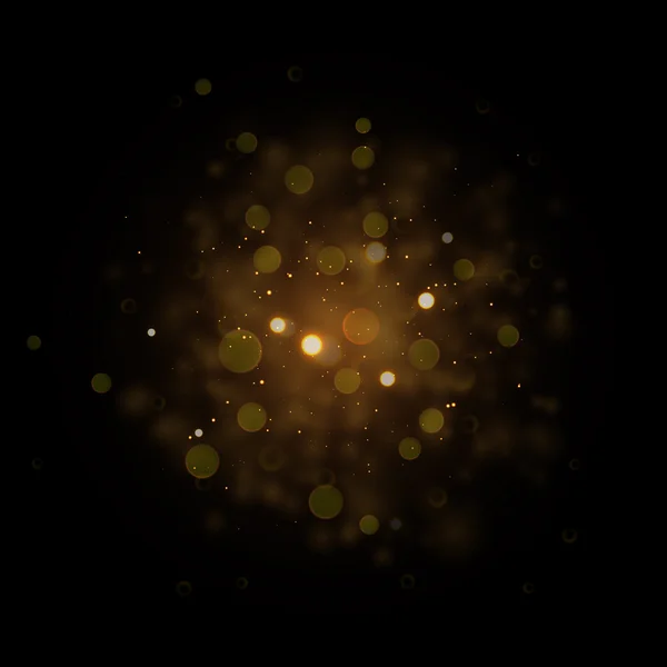Το χρυσό άστρο λάμπει στο διάστημα. Λαμπερός γαλαξίας σωματιδίων. — Διανυσματικό Αρχείο