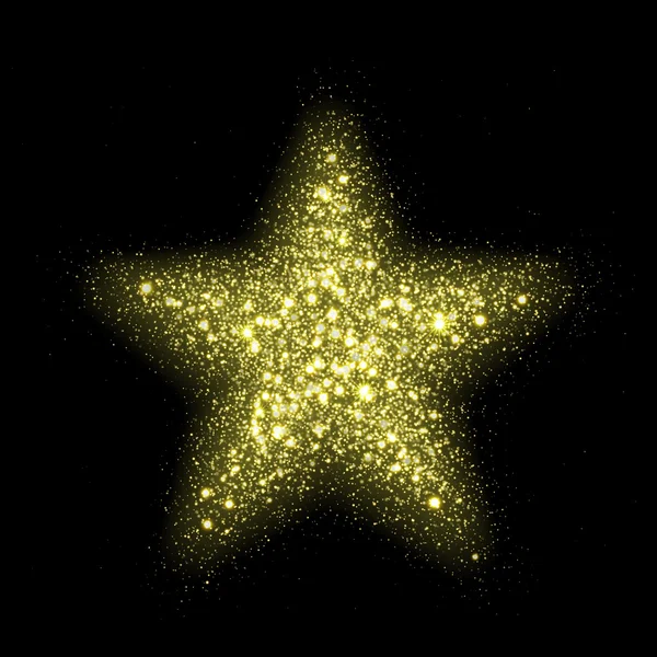 벡터 골드 스타는 공간에서 반짝입니다. 빛나는 입자 은하. — 스톡 벡터