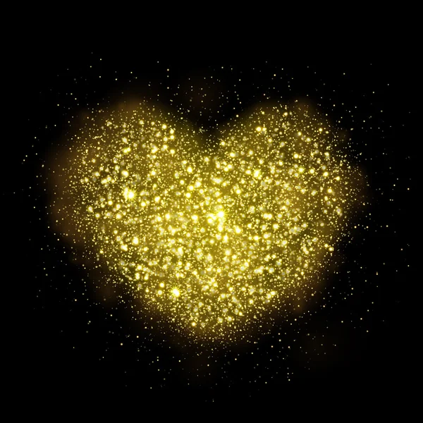 Vector de oro brillante corazón de brillantes partículas brillantes . — Vector de stock