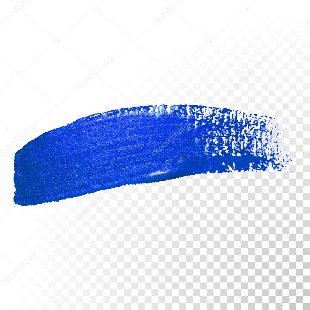 Deep blue watercolor brush abstract stroke. Vector oil paint smear