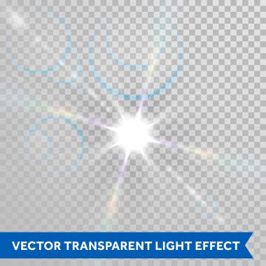 Güneş ışık ışını vektör. Lens flare yıldız Parlatıcı parıltı.