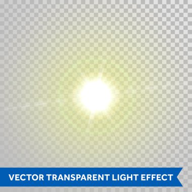 Parlayan güneş ışını lens flare optik etkisi ile vektör.