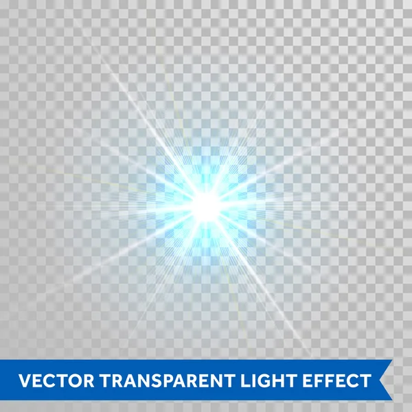 Brilho de luz de estrela vetorial. Partícula espumante com vigas de chama da lente — Vetor de Stock